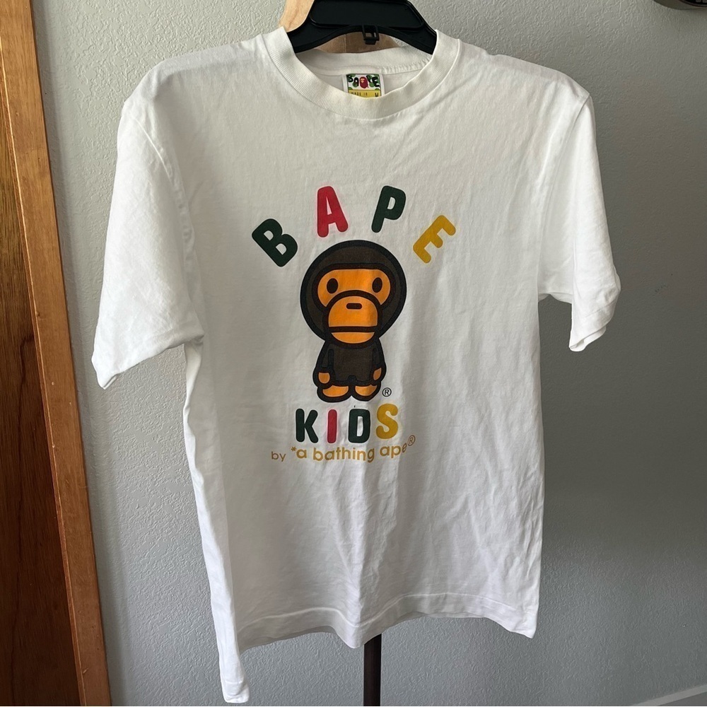 BATHING APE sz M BABY MILO White Tee Bape Kids Tshirt Made in Japan